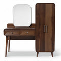 Coiffeuse en bois sombre avec miroir et armoire intégrée 120 x 45 x 180cm