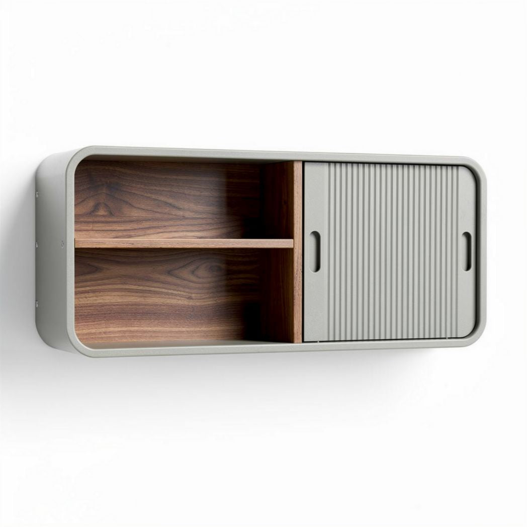Étagère murale moderne en bois et métal gris 80 x 30 x 25cm avec tiroir
