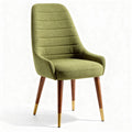 Chaise moderne en tissu vert avec pieds en bois et finitions dorées 50 x 50 x 90cm