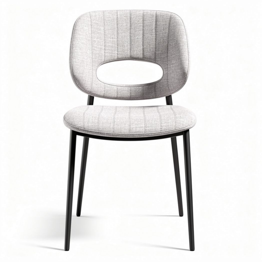 Chaise en tissu gris avec structure métallique noire 45 x 45 x 85cm