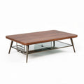 Table basse en bois avec plateau en verre et structure métallique 120 x 70 x 40cm