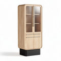 Armoire en bois à deux portes avec vitres et base noire 80 x 40 x 180cm