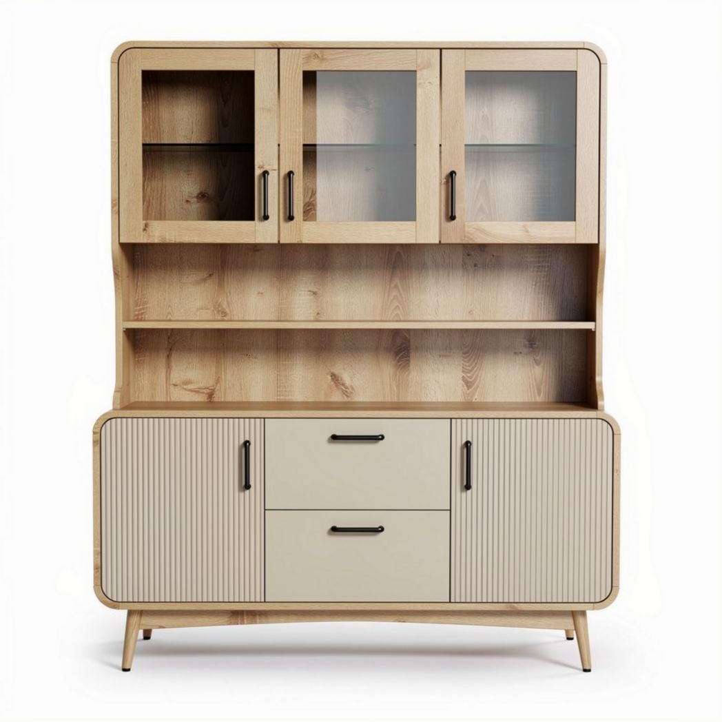 Buffet en bois avec portes vitrées et tiroirs dimensions 80 x 40 x 150cm