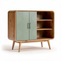 Buffet en bois massif avec portes en vert 100 x 40 x 80cm pour rangement