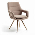 Fauteuil en tissu beige avec accoudoirs et pieds en métal doré 45 x 60 x 85cm