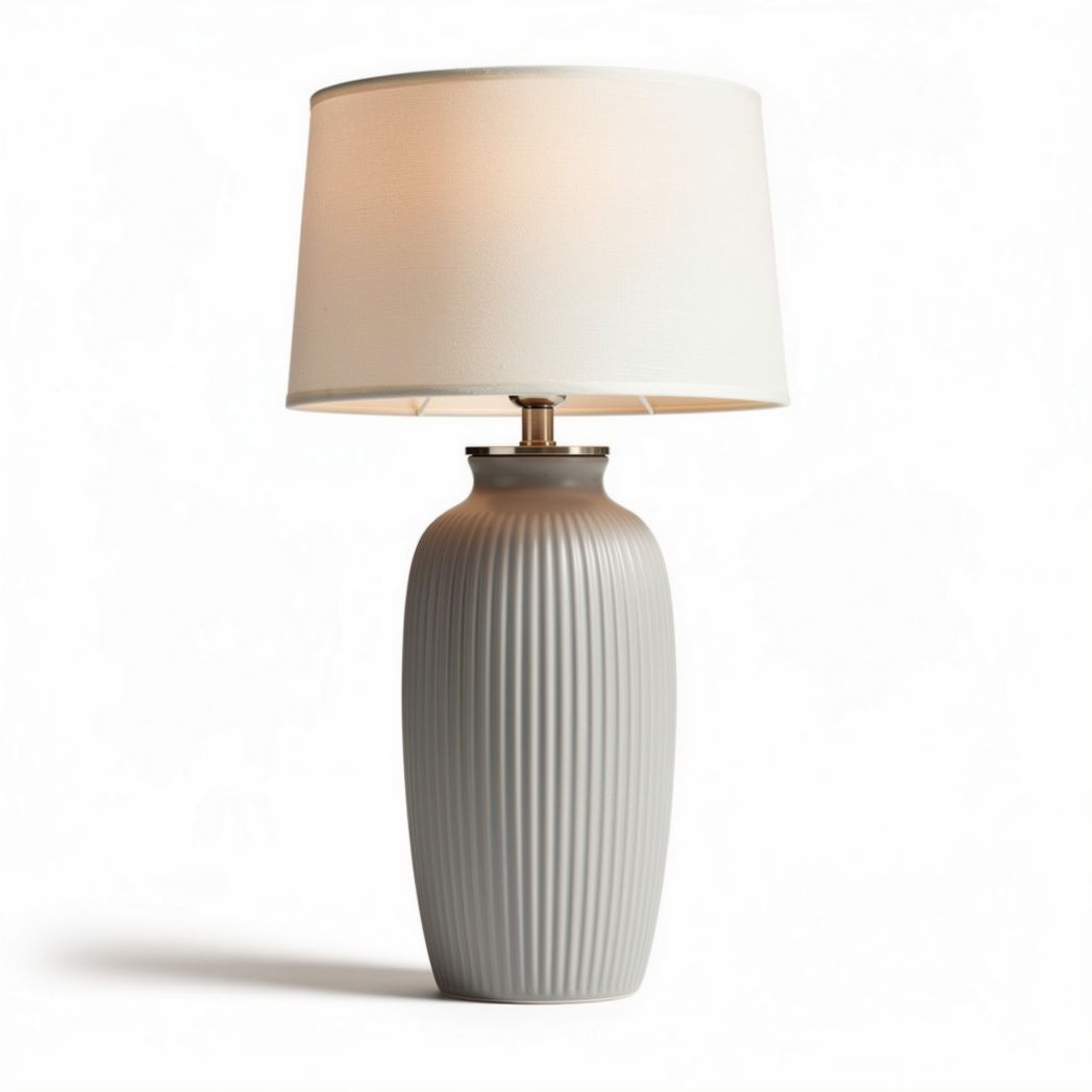 Lampe en céramique gris avec abat-jour tissu de 35 x 20 x 50cm